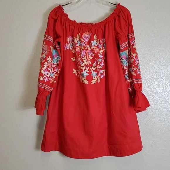 free people red embroidered dress Free People Embroidered V Maxi Dress In Red